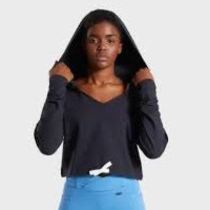 Gymshark Poise Cropped Hoodie - Black - Size Small